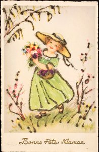 Vieille carte postale / Bonne fête des mères / Fête des mères