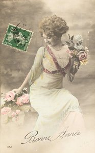 Bonne année, souhait, femme Belle Époque - William M. Timlin