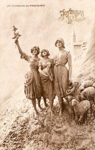 Chanson de printemps, bergère, moutons - William M. Timlin