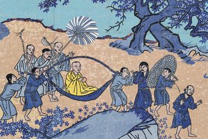 Pagode bouddhiste Ong Nui, fresque murale, Moine bouddhiste, Quy Nhon, Vietnam, 2019 - Unbekannt