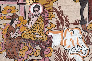 Pagode bouddhiste Ong Nui, fresque murale, La vie du Bouddha, Quy Nhon, Vietnam, 2019
