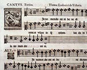 Page de partition musicale de In nomen domini psalm par Tomas Luis de Victoria - Unbekannter Künstler