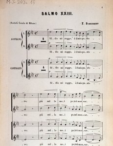 Page de partition musicale du Psaume 23, op 132, D 706 par Franz Schubert - Unbekannter Künstler