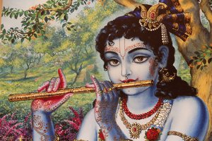 Krishna jouant de la flûte en plein air, Inde - Unbekannt