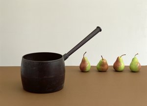 Poêle et quatre poires (d