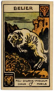 Paranormal. Astrologie. Bélier (le Bélier). Carte astrologique de : Le Tarot Astrologique, par Georges Muchery, France - Unbekannter Künstler