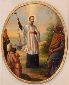 Église paroissiale Saint-Dionysius de Lede. Intérieur. Peinture en médaillon ovale. Un saint en missionnaire