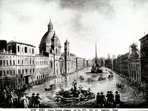 Piazza Navona à Rome, estampe du XVIIe siècle conservée à Rome - Unbekannt