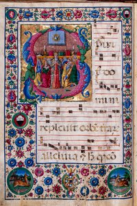 Bibliothèque Piccolomini : livre de chœur, cod. 23.8, ff. 100v avec « La Pentecôte » - Unbekannter Künstler