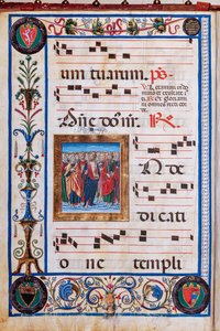 Bibliothèque Piccolomini : livre de chœur, cod. 26.R, ff. 29v avec "Christ et tous les Saints"