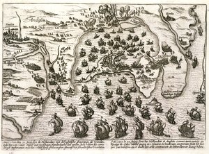 Plan du port de Cadix en 1596 lors de l