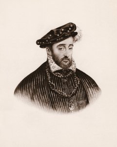 Portrait du roi de France Henri II (1519-1559) Gravure du 19ème siècle