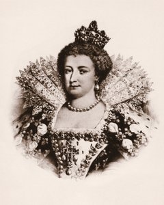 Portrait de la reine de France Marie de Médicis (1576-1642) Gravure du 19ème siècle
