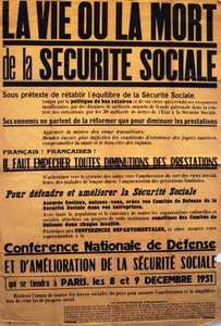 Affiche de la CGT pour une conférence sur la Sécurité Sociale