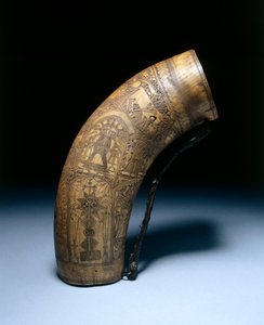 Flasque à poudre, fin des années 1700-début des années 1800