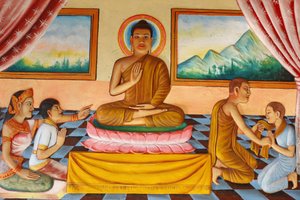 Monastère Preah Prom Rath : Vie du Bouddha : Bouddha et son fils Rahula - Unbekannt