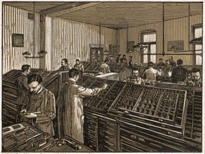 Imprimerie à Budapest. (gravure, vers 1910) - Unbekannter Künstler