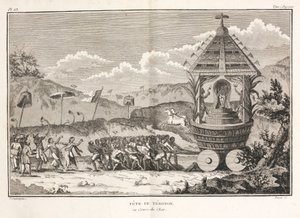 Tirant un chariot portant une idole hindoue, Inde - Unbekannt