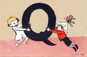 Q comme querelle - Alphabet enfants. C. M. éditeur, Paris. Cartes postales peintes à la main, affranchies en 1904. Dimensions : 14 x 9 cm - Unbekannt