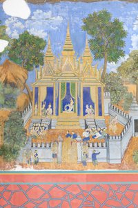Fresques du Reamker ornant les murs du complexe du palais royal à Phnom Penh, Cambodge (photo) - Unbekannter Künstler