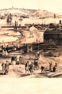 Détail du quart droit de la gravure du port de Portland - Unbekannter Künstler