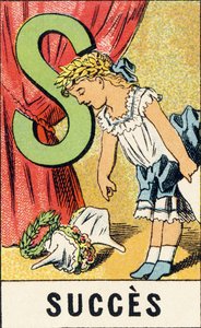 S : Succès - Gravure extraite de ABCD des petites filles. Pellerin & Cie, imprimeur-éditeur, Epinal, vers 1890. Série A.