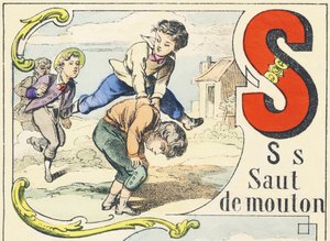 S : saut de mouton - Alphabet des jeux, vers 1890 (illustration) - Unbekannt