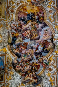 Église San Benedetto (Saint Benoît), Catane, Sicile (Italie). Détail de la fresque du plafond (18ème siècle). (photo) - Unbekannt