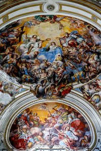 Église San Benedetto (Saint Benoît), Catane, Sicile (Italie). Détail de la fresque du plafond (18ème siècle), couronnement de Marie. - Unbekannt