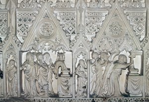 Sarcophage de Pedro I (1320-1367) avec des scènes de la vie de Saint Barthélemy, église du monastère d