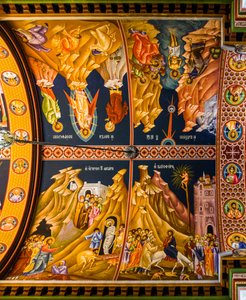 Scènes du Nouveau Testament, cathédrale byzantine de Minas avec fresques colorées, Héraklion