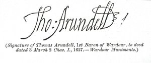 Signature de Thomas Arundell - Unbekannt