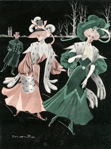 Patineurs sur un lac gelé