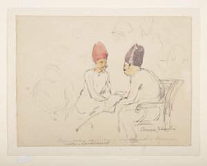 Esquisse de Sir Cowasji Jehangir (crayon et aquarelle sur papier) - Unbekannter Künstler