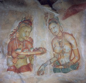 Sri Lanka, fresques de la forteresse rocheuse datant du Ve siècle, Sigiriya (Liste du patrimoine mondial de l