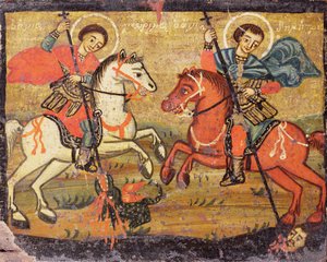 Saint Georges et Saint Démétrios, grec (provincial) - Unbekannter Künstler