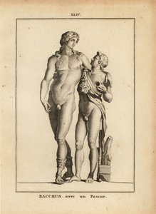 Statue de Bacchus, le dieu romain du vin, et un jeune faune