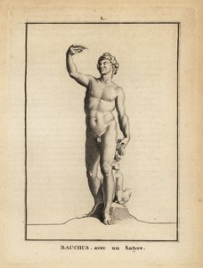 Statue de Bacchus, le dieu romain du vin, nu avec un satyre