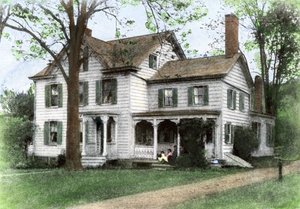 Lieu de naissance de Stephen Grover Cleveland (1837-1908) : « The Manse » à Caldwell, New Jersey, États-Unis. Gravure en couleur du 19ème siècle. - Unbekannter Künstler