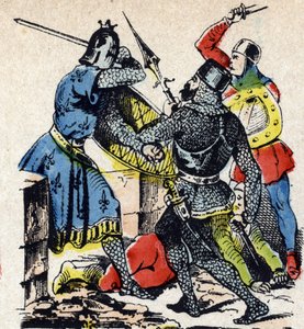 La bataille de Taillebourg entre le roi de France Louis IX et son frère le comte de Poitiers Alphonse contre les armes de leurs vassaux révoltés, Henri III d