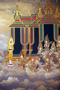 La vie du Bouddha, fresque murale, temple Wat Botum, Phnom Penh, 2022 - Unbekannter Künstler