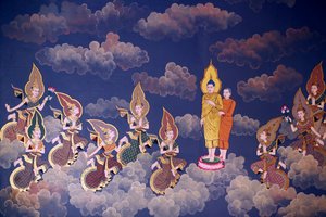 La vie du Bouddha, fresque murale, temple Wat Botum, Phnom Penh, 2022 - Unbekannter Künstler