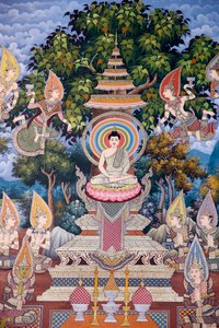 La vie du Bouddha, fresque murale, monastère Wat Maniratanaram, Phnom Penh, 2022 - Unbekannter Künstler