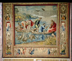 La Pêche miraculeuse, des Tapisseries de Bruxelles, répliques de la série vaticane de Raphaël sur les Actes des Apôtres
