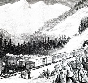 Le chemin de fer du Pacifique dans les montagnes de la Sierra Nevada - Unbekannt