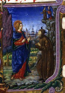 La Tentation du Christ. Manuscrit du 15ème siècle