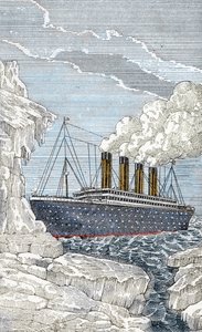 Le paquebot Titanic heurtant un iceberg le 14 avril - Unbekannter Künstler