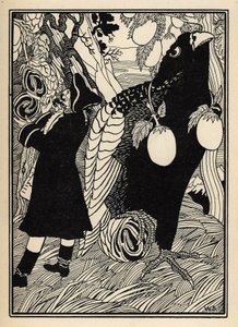 Le baron découvre les grands oiseaux et les rôtis sur les arbres aux États-Unis. Illustration de William Strang (1859-1921) et JB Clark des « Aventures du Baron de Münchhausen » par Rudolf Erich Raspe (1736-1794) (1789) - Unbekannter Künstler