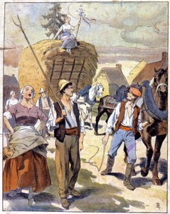 Le dernier char de blé en Beauce, vers 1910 - Unbekannter Künstler