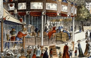 Le manège à la fête foraine, fin du 19e siècle (gravure) - Unbekannter Künstler